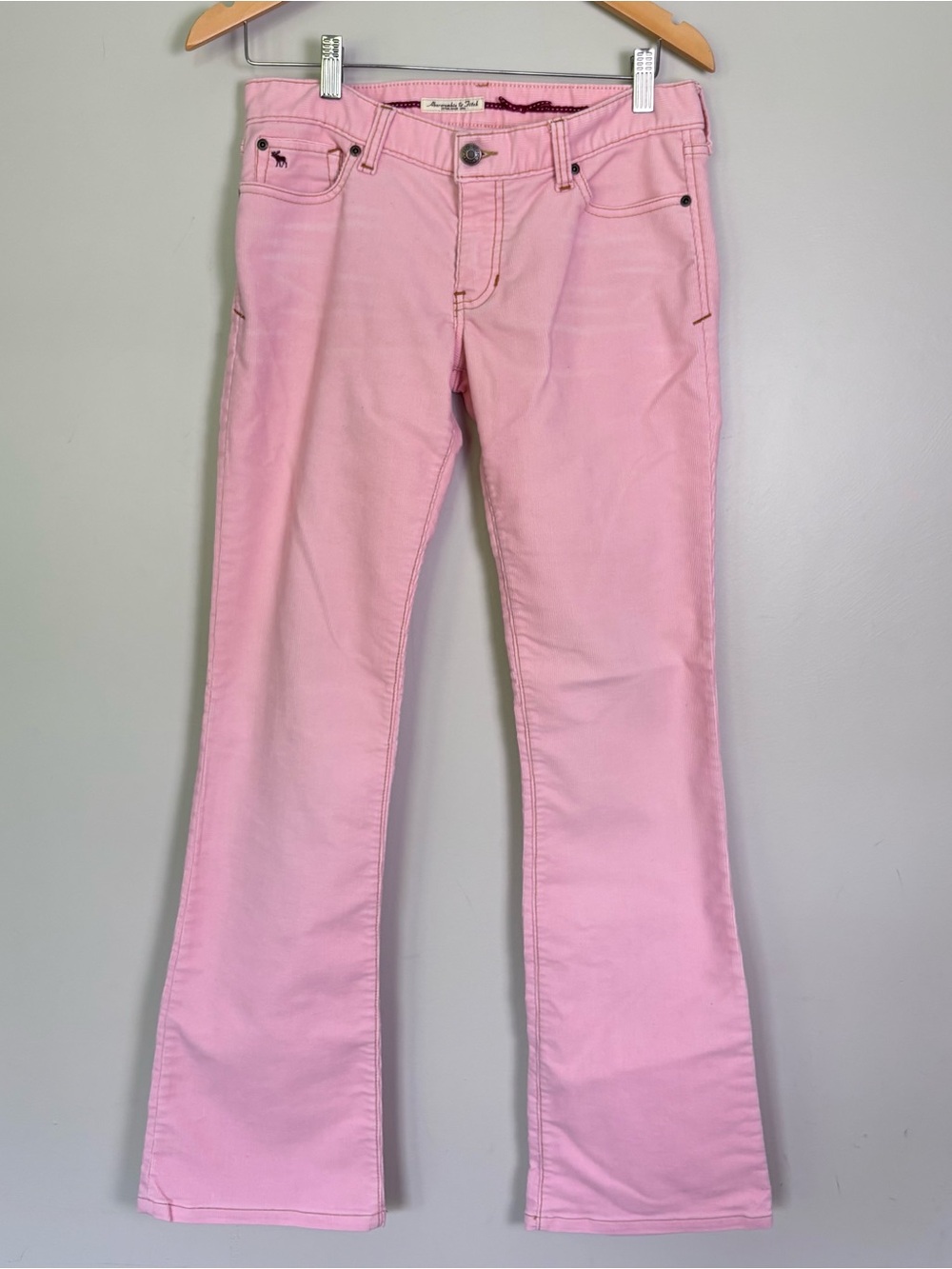 VTG Y2K Abercrombie & Fitch Stretch Bootcut Corduroy Pants Jeans-Baby Pink-Sz 4